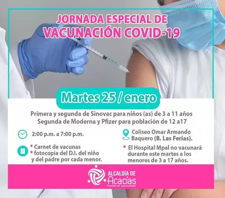 Jornada de Vacunación Coid-19 para menores