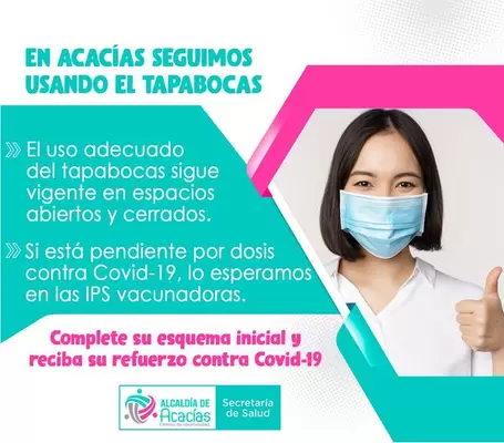 Los habitantes de Acacías continúan con tapabocas hasta que no se llegue al 70% de vacunación contra el COVID-19